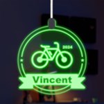Personalized Sport Theme Bicycle LED Acrylic Ornament Front