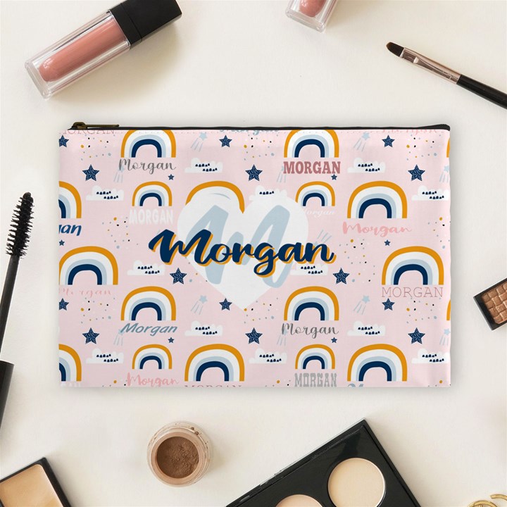 Personalized Childish Pattern Cute Rainbow Stars Clouds Cosmetic Bag (Large)