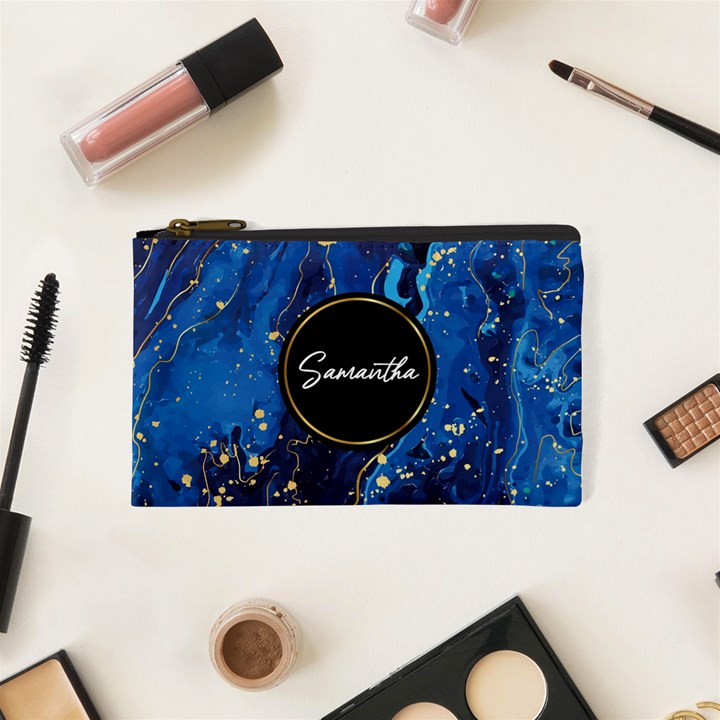 PERSONALIZED MARBLE NAME 1 COSMETIC BAG_XS Cosmetic Bag (XS)
