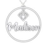 Personalized Name Diamond Love 925 Sterling Silver Name Pendant Necklace Front