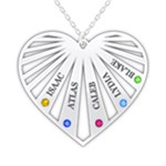 Personalized Name 5 Members Family Tree Heart Love 925 Sterling Silver Name Pendant Necklace Front