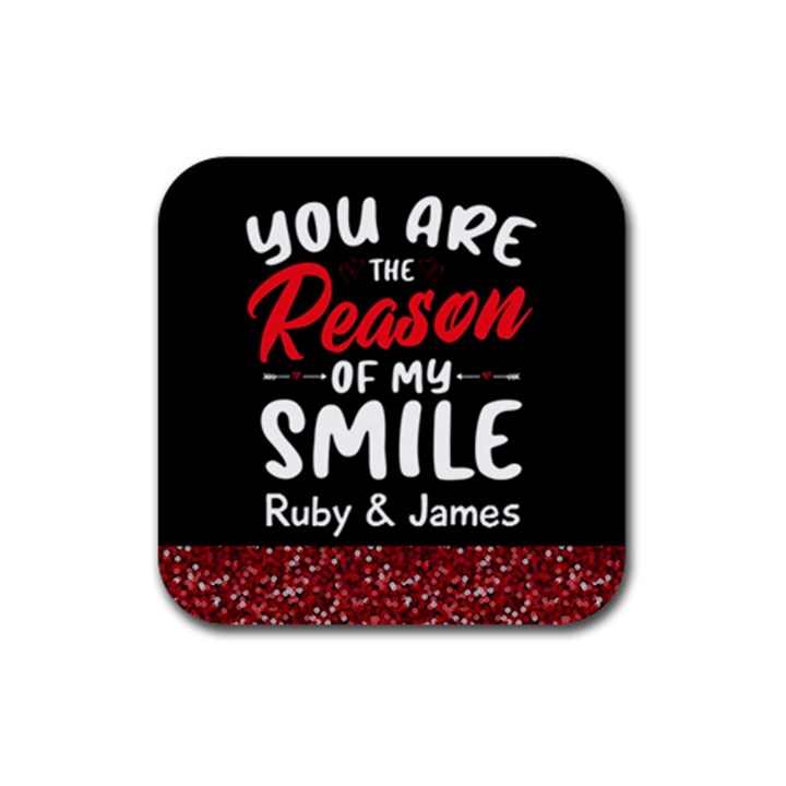 Personalized Digital Printed Red Sequins Rubber Coaster (Square)