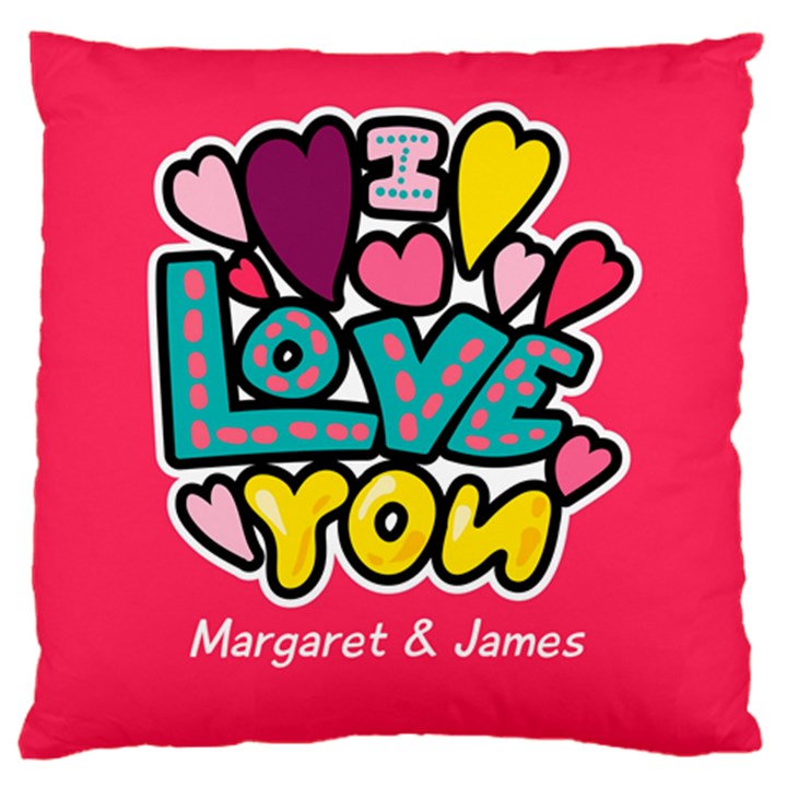 Personalized I LOVE U Large Cushion Case (One Side)