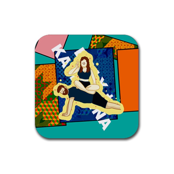 Colorful Couple Rubber Coaster (Square)