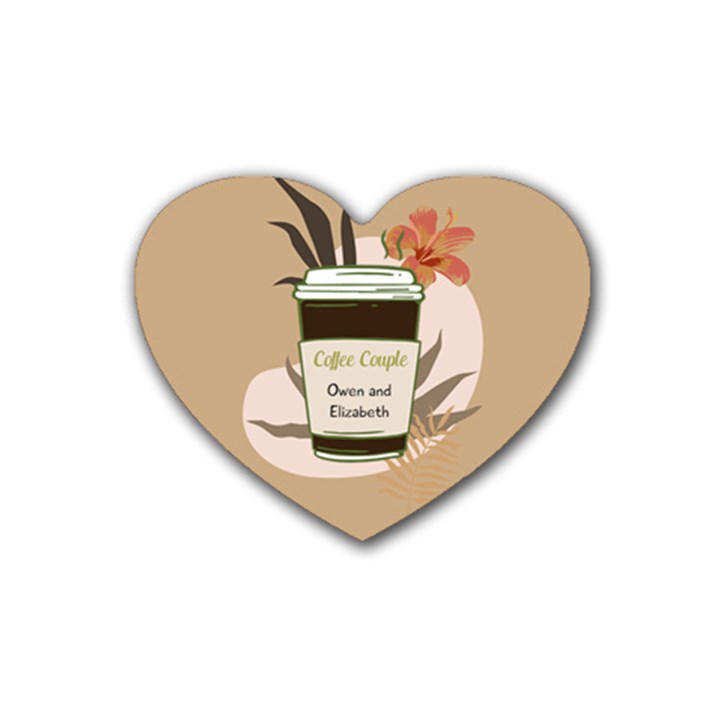 Coffee Couple Rubber Coaster (Heart)