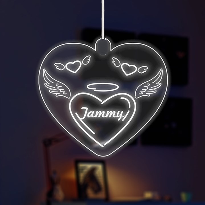 Heart With Wings LED Acrylic Ornament