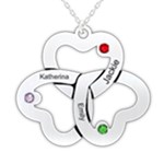 Personalized 3 Hearts 925 Sterling Silver Pendant Necklace Front