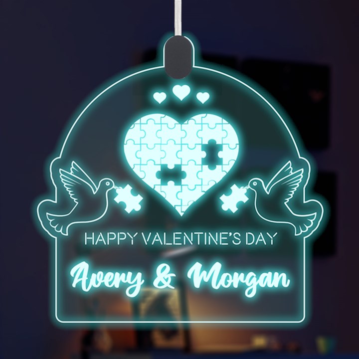 Personalized Name Love pigeon bird of peace LED Acrylic Ornament
