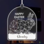 Personalized Name Easter Bunny Rabbit LED Acrylic Ornament Front