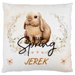 Personalized Easter Vintage Rabbit Illustration Name Large Cushion Case (One Side) Front