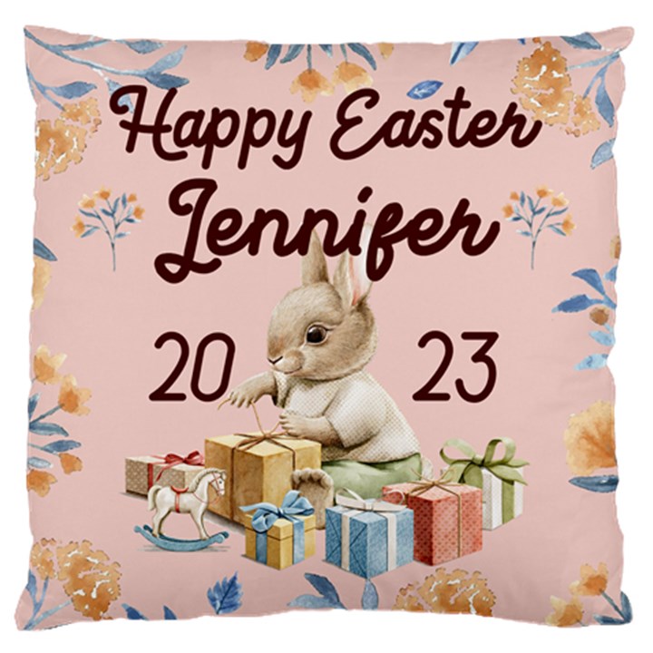 Personalized Easter Rabbit Bunny Name Large Cushion Case (One Side)
