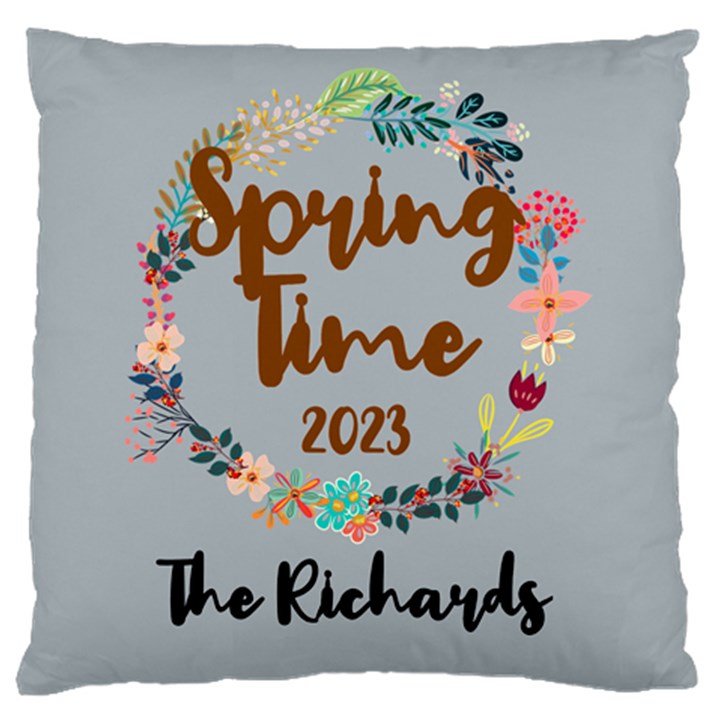 Personalized Hello Spring Family Name Large Cushion Case (One Side)