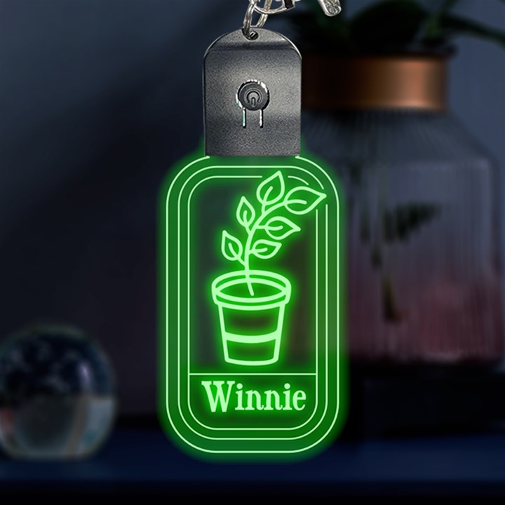 Personalized Name Plant LED Key Chain