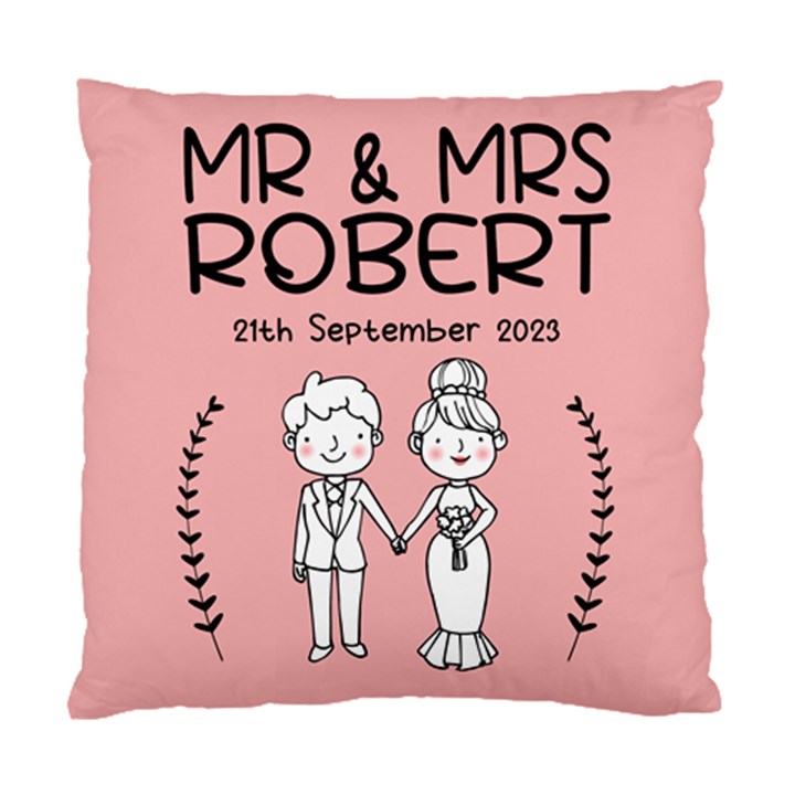 Personalized Wedding Illustration Family Name Standard Cushion Case (One Side)