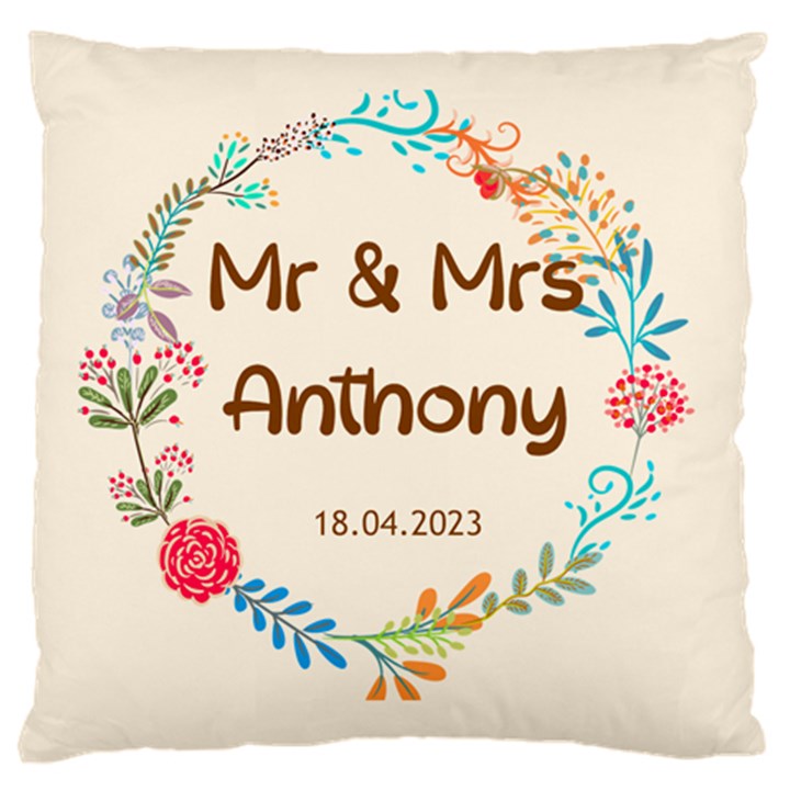 Personalized Wedding Name Large Cushion Case (One Side)