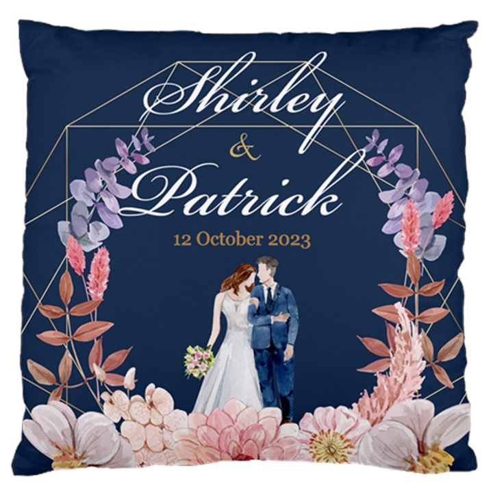 Personalized Wedding Illustration Name Large Cushion Case (One Side)