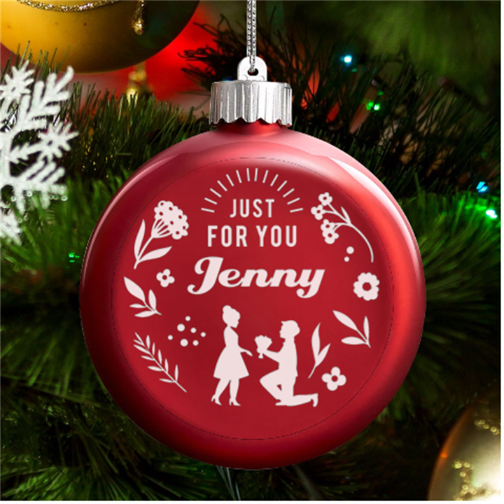 Personalized Valentines Day Name LED Glass Round Ornament