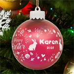 Personalized Easter Day Rabbit Name LED Glass Sphere Ornament Back