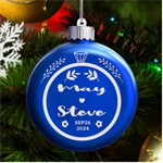 Personalized Wedding Couple Date Name LED Glass Round Ornament Front