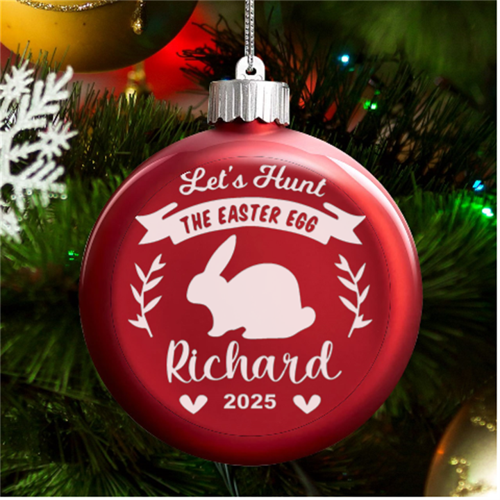Personalized Easter Day Rabbit Egg Name LED Glass Round Ornament