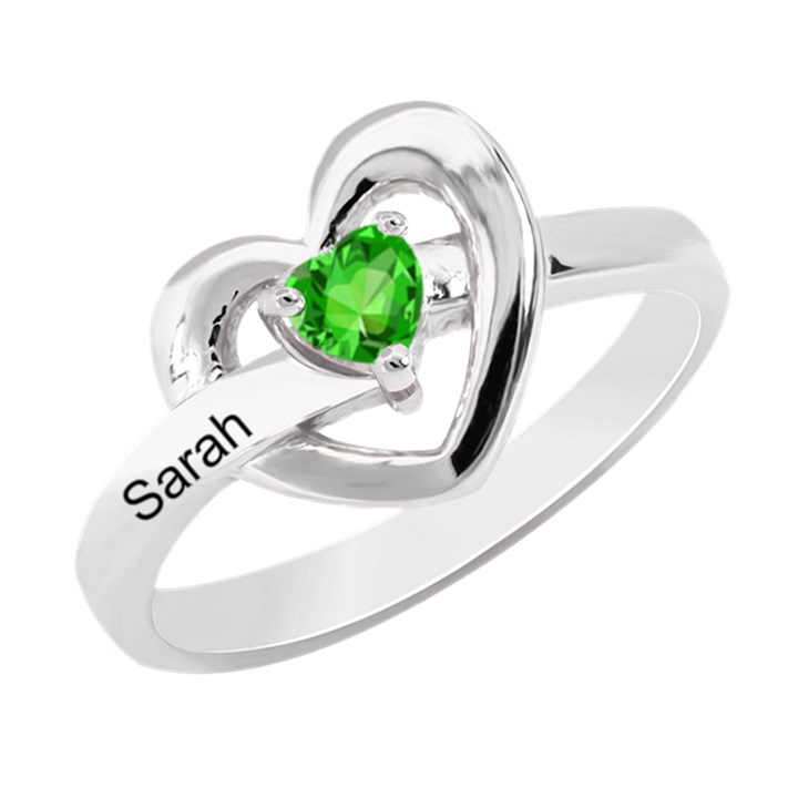 Classic 1 Name Heart Ring 925 Sterling Silver Ring