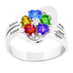 Classic 5 Name Heart Ring 925 Sterling Silver Ring Front