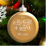 Personalized Couple Valentine Lovers Name LED Glass Round Ornament Front