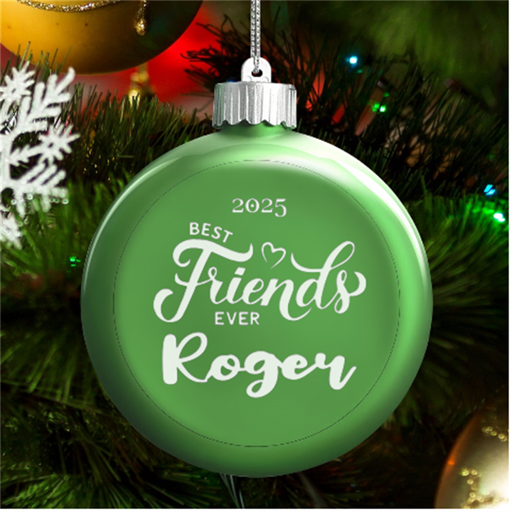 Personalized Best Friend Ever Name LED Glass Round Ornament