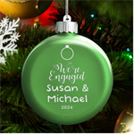 Personalized We are engaged couple Name LED Glass Round Ornament Front