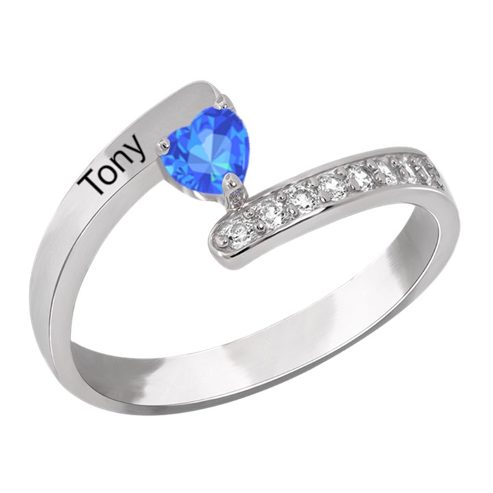 Diamond 1 Name Heart Ring 925 Sterling Silver Ring