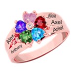 Diamond 5 Name Heart Ring 925 Sterling Silver Ring Front