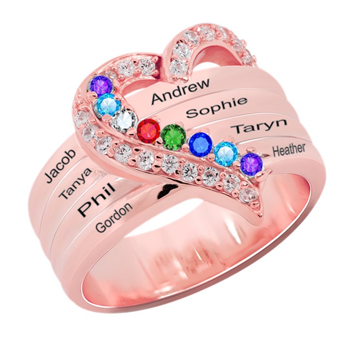 Diamond 8 Name Heart Ring 925 Sterling Silver Ring