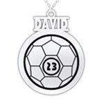 Personalized Name Sport Sign with Number 925 Sterling Silver Pendant Necklace Front