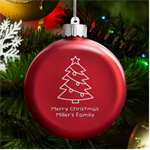 Personalized Name Christmas Tree LED Glass Round Ornament Front