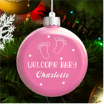Personalized Welcome baby Name LED Glass Round Ornament Front