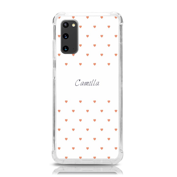 Personalized Name Heart Pattern(White) Samsung Galaxy S20 6.2 Inch TPU UV Case