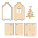 3D House 5 Wood Ornament Front