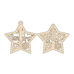 Personalized 3D Star Snowflake Name Wood Ornament Front