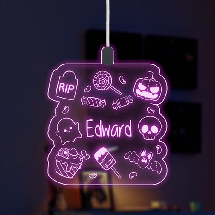 Personalized Halloween Name LED Acrylic Ornament