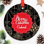 Personalized Christmas Black Ornaments Ornament (Round) Front