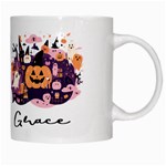 Personalized Halloween Pumpkin Ghost Illustration Name White Mug Right