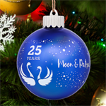 Personalized Swan Couple Valentine Name LED Glass Sphere Ornament Front