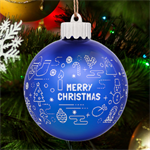 Personalized Merry Christmas Graphic Name LED Glass Sphere Ornament Front