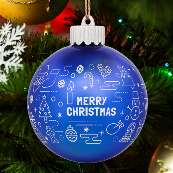 Personalized Merry Christmas Graphic Name LED Glass Sphere Ornament