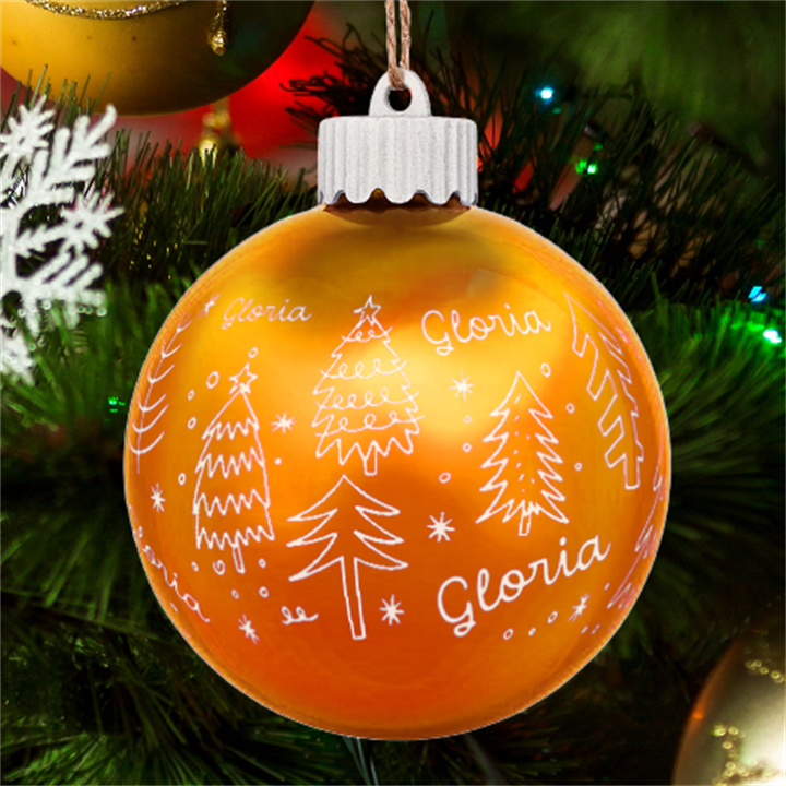 Personalized Merry Christmas Tree Name LED Glass Sphere Ornament