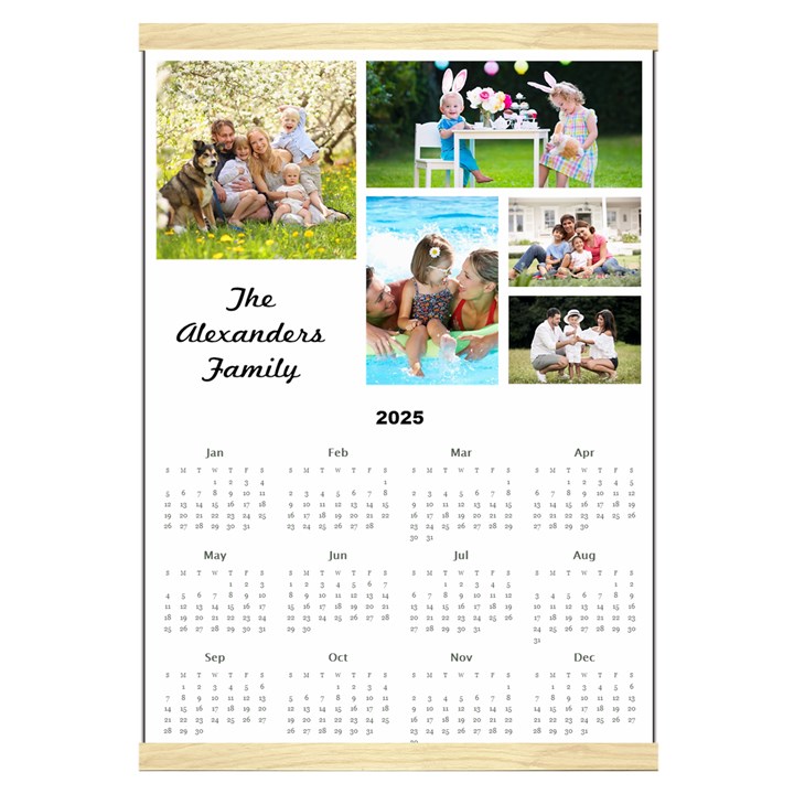 Personalized Family Calendar Canvas Yearly Calendar 16  x 22 