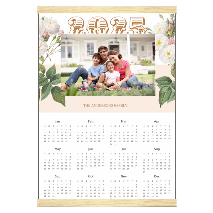 Personalized Family Calendar Canvas Yearly Calendar 16  x 22 