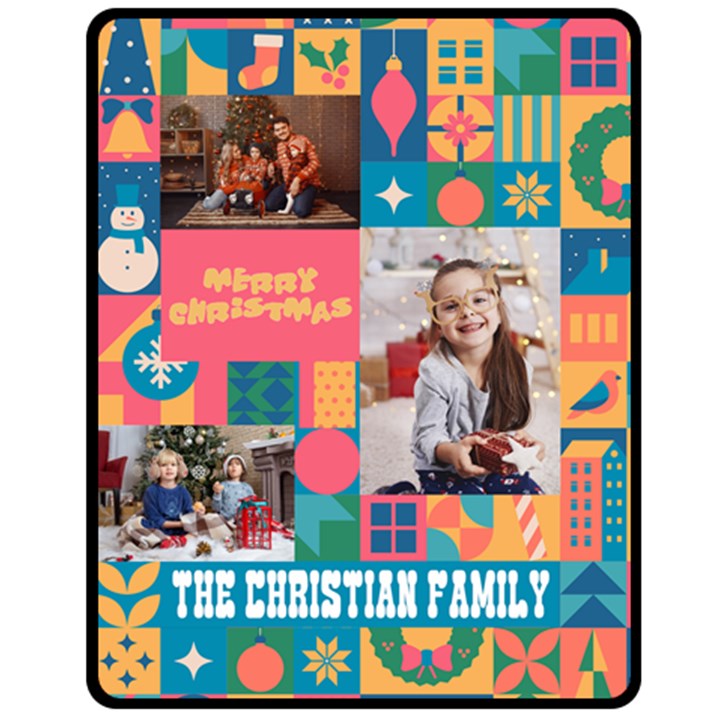 Christmas Graphic Photo Medium Blanket Fleece Blanket (Medium)