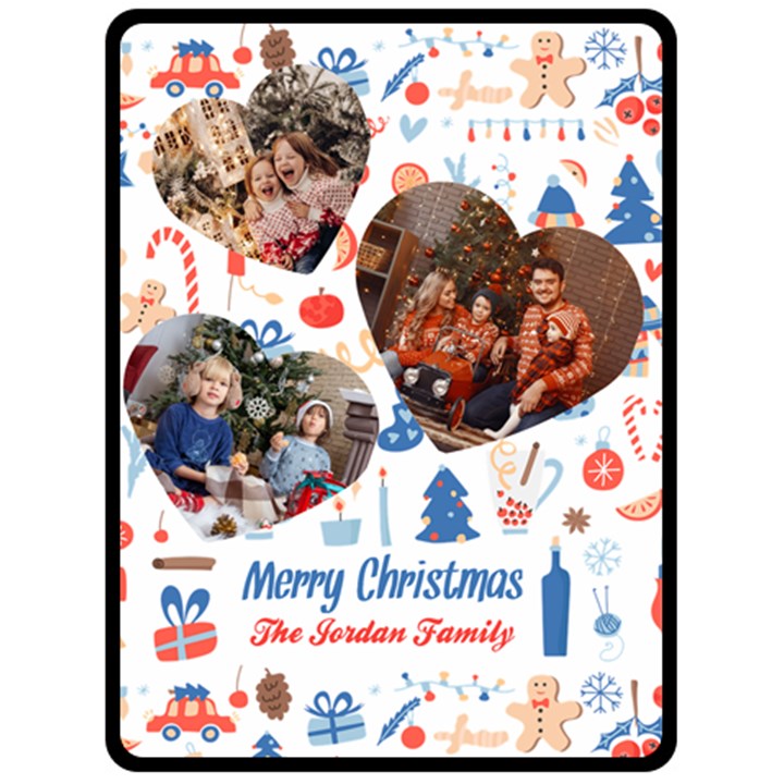 Christmas Family Photo Large Blanket Fleece Blanket (Large)