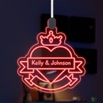 Happy Valentine Heart LED Acrylic Ornament Front
